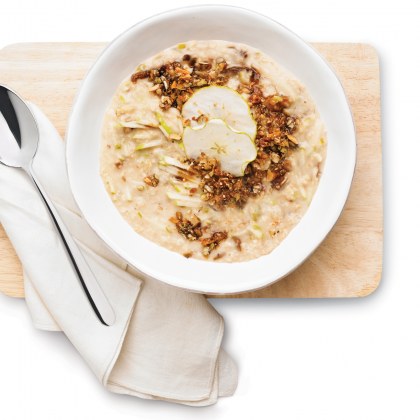 Date and Apple Oatmeal with Coconut Granola Topping
