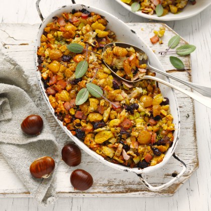 Chestnut, cranberry and bacon stuffing