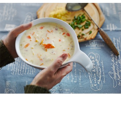 Chowder with Smoked Cod and Streaky Bacon