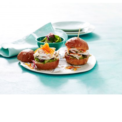 Herbed Chicken Sliders with Cucumber and Red Onion Relish