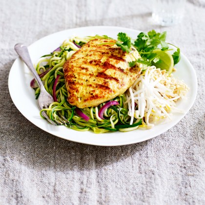 Lemongrass and Ginger Chicken with Zucchini Pad Thai Noodles
