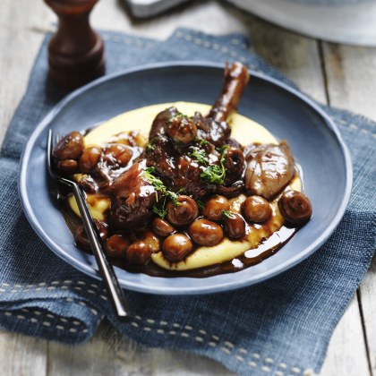 One Pot Lamb Shanks with Button Mushrooms