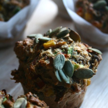 Wholemeal, Corn, Basil and Pumpkin Seed Savoury Muffins