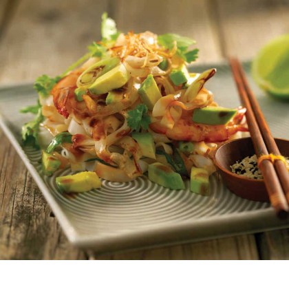 Asian Noodles with Ginger, Garlic and Avocado