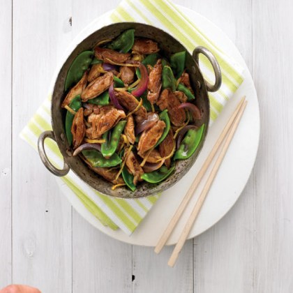 Stir Fry Quail with Ginger Snow Peas and Tamarind