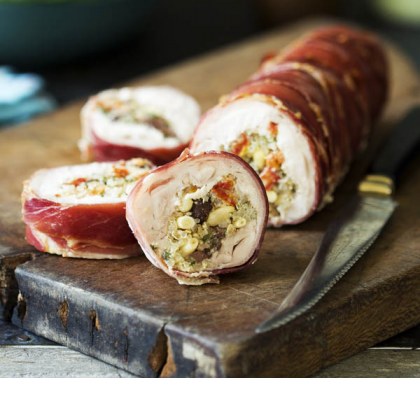 Spatchcock and prosciutto roll