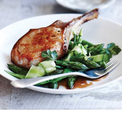 Sweet Soy Pork with Sugar Snap Pea and Asparagus Salad