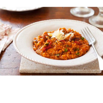 Oven baked chicken & chorizo risotto