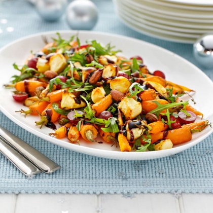 Salad of Baked PHILLY, Carrot, Grapes and Greens