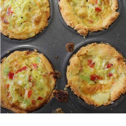 Mediterranean leek and brie tarts with potato pastry