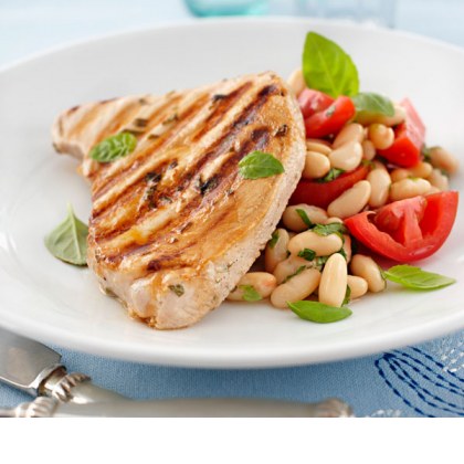 Chargrilled Fish Steaks with White Bean Salad