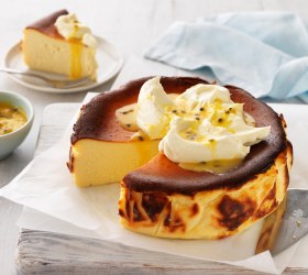 Basque Cheesecake with Passionfruit Curd