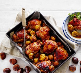Roasted Asian-Style Chicken with Chestnuts