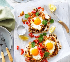 Curried Fried Egg Open Naan