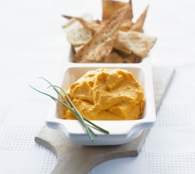 Carrot Dip with Oven Baked Pita Chips