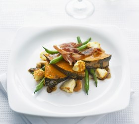Roast Pumpkin Salad with Prosciutto and Beans