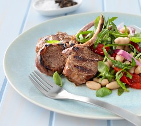 Lamb Cutlets with a White Bean Salad