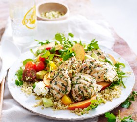 Chargrilled Herb Chicken with Freekeh and Peach Salad