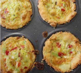 Mediterranean leek and brie tarts with potato pastry