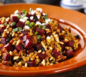 Ancient Beetroot Pilaf with Goats Cheese