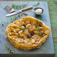 Pear and Shallot Tarte Tatin with Goat's Curd
