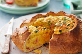 Cheese and Bacon Quiche in a Cob