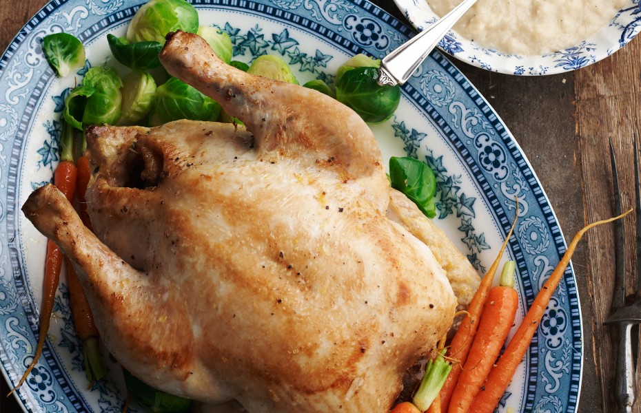 Pot Roasted Chicken in Milk with Homestyle Bread Sauce