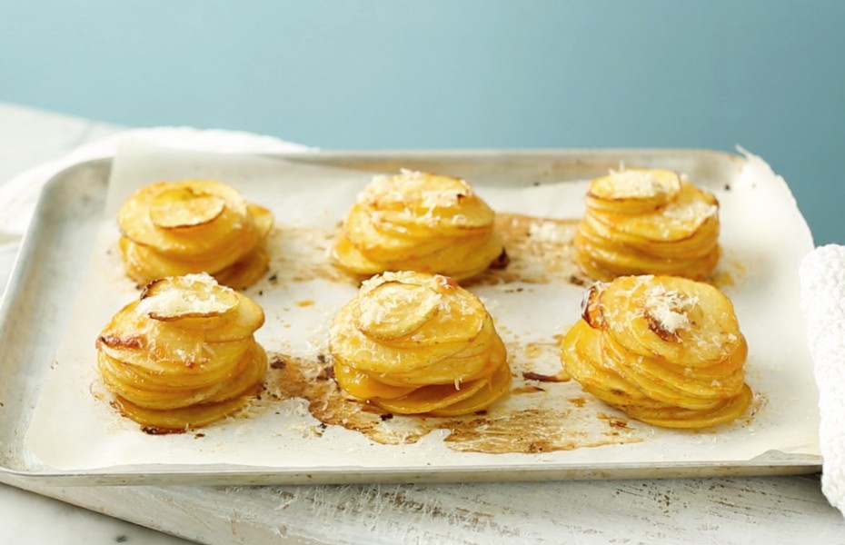 Crispy Parmesan Potato Stacks