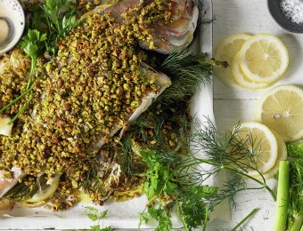 Baked Snapper with Fennel and Pistachio Crust