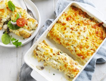 Chicken and Mushroom Crepe Bake