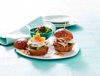 Herbed Chicken Breast Sliders with Cucumber and Red Onion Relish