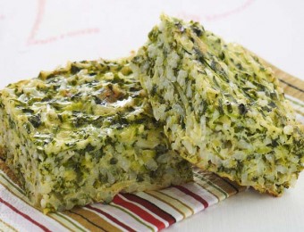 Cheese, Spinach and Zucchini Rice Slice