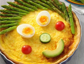 Funny Face Ham, Leek and Swiss Cheese Quiche