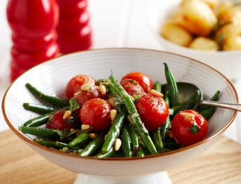 Beans and Cherry Tomatoes with Pine Nut Butter