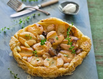 Pear and Shallot Tart Tartine with Goat's Curd