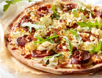Cauliflower, Chorizo and Ricotta Pizza