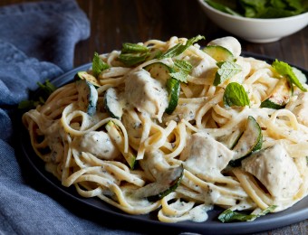Chicken and Zucchini Linguini with Garlic and Herb Ricotta