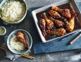 Honey Soy Chicken Drumsticks with Coconut Rice