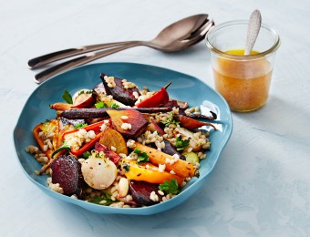 Warm Coconut Roasted Vegetables and Barley Salad
