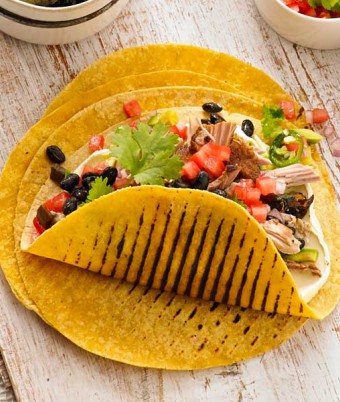 Pork Carnitas, Black Beans, Salsa