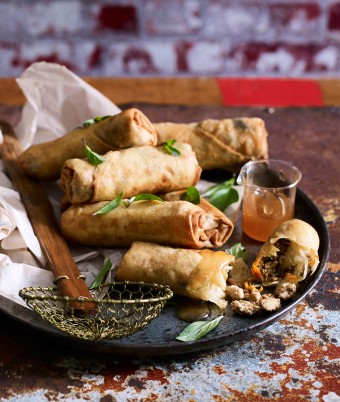 Chicken Spring Rolls with Plum Sauce
