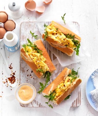 Spicy Scrambled Egg and Rocket Breakfast Rolls