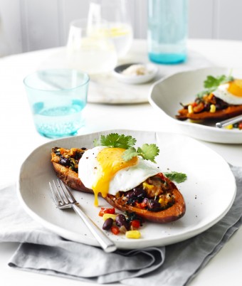 Mexican Filled Sweet Potatoes with Egg