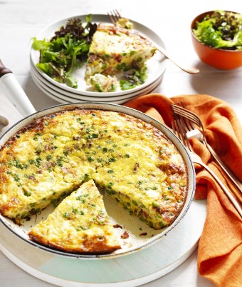 Pea Leek and Bacon Frittata