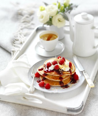 Coconut Raspberry Pancakes