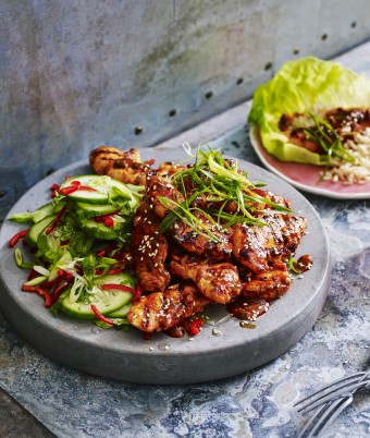 Spicy Korean Chicken with Cucumber Salad Recipe