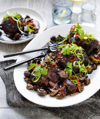 Asian-Style Slow Cooked Beef Cheek with Mushrooms