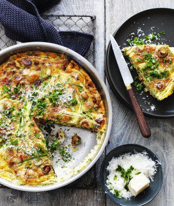 Mushroom, Zucchini and Bacon Family Frittata