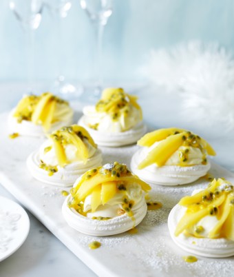 Mango and Passionfruit Meringue Nests