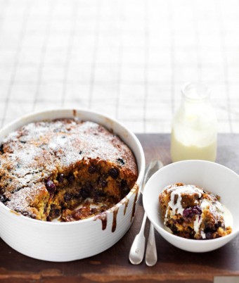 Blueberry, Walnut & Golden Syrup Pudding